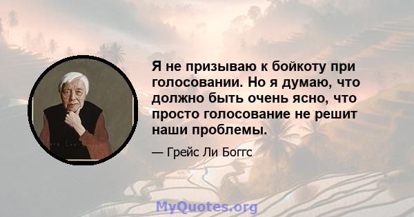 Я не призываю к бойкоту при голосовании. Но я думаю, что должно быть очень ясно, что просто голосование не решит наши проблемы.