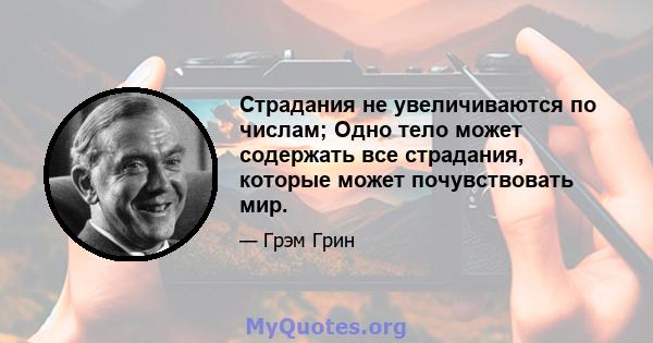 Страдания не увеличиваются по числам; Одно тело может содержать все страдания, которые может почувствовать мир.