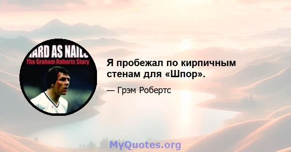 Я пробежал по кирпичным стенам для «Шпор».