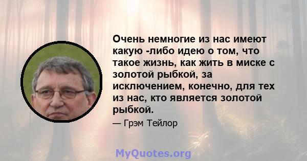 Очень немногие из нас имеют какую -либо идею о том, что такое жизнь, как жить в миске с золотой рыбкой, за исключением, конечно, для тех из нас, кто является золотой рыбкой.