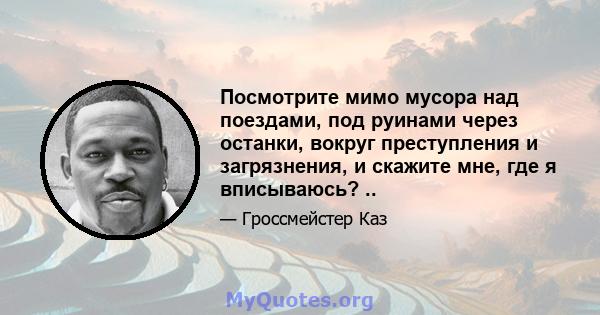 Посмотрите мимо мусора над поездами, под руинами через останки, вокруг преступления и загрязнения, и скажите мне, где я вписываюсь? ..