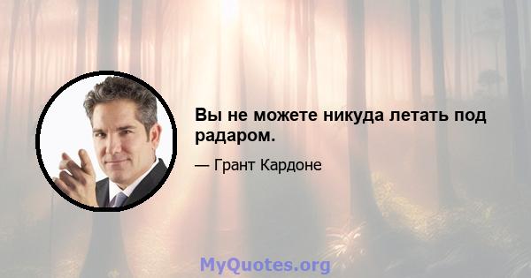 Вы не можете никуда летать под радаром.