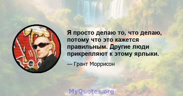 Я просто делаю то, что делаю, потому что это кажется правильным. Другие люди прикрепляют к этому ярлыки.