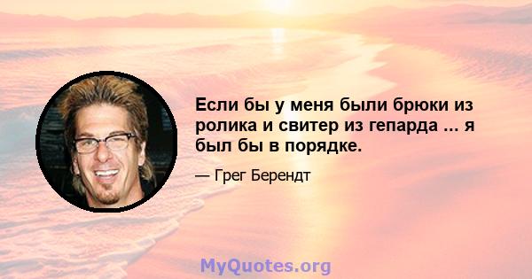 Если бы у меня были брюки из ролика и свитер из гепарда ... я был бы в порядке.