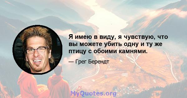 Я имею в виду, я чувствую, что вы можете убить одну и ту же птицу с обоими камнями.