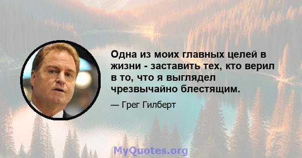 Одна из моих главных целей в жизни - заставить тех, кто верил в то, что я выглядел чрезвычайно блестящим.