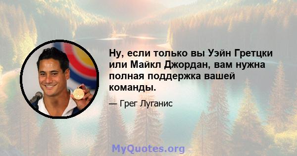 Ну, если только вы Уэйн Гретцки или Майкл Джордан, вам нужна полная поддержка вашей команды.