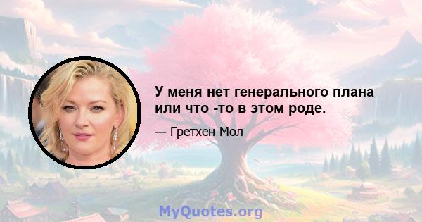 У меня нет генерального плана или что -то в этом роде.