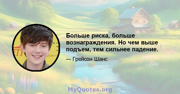 Больше риска, больше вознаграждения. Но чем выше подъем, тем сильнее падение.