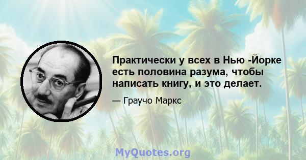 Практически у всех в Нью -Йорке есть половина разума, чтобы написать книгу, и это делает.