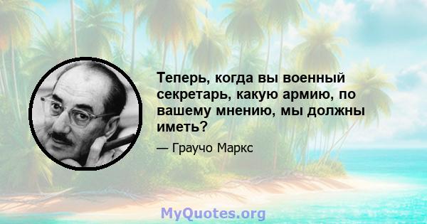 Теперь, когда вы военный секретарь, какую армию, по вашему мнению, мы должны иметь?