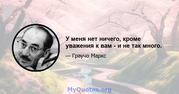 У меня нет ничего, кроме уважения к вам - и не так много.