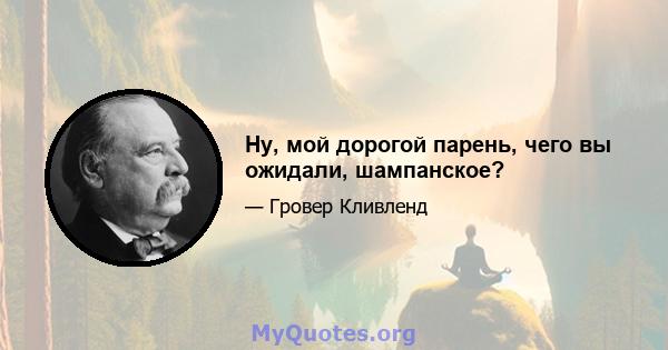 Ну, мой дорогой парень, чего вы ожидали, шампанское?