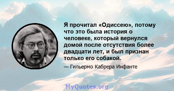 Я прочитал «Одиссею», потому что это была история о человеке, который вернулся домой после отсутствия более двадцати лет, и был признан только его собакой.