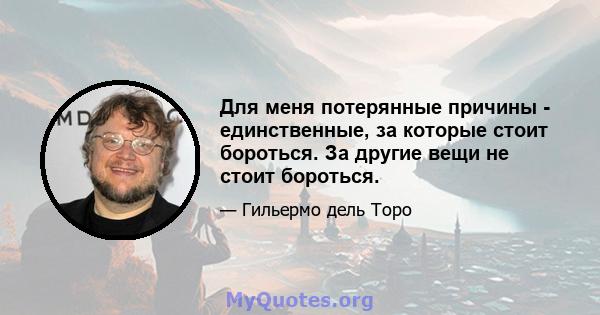 Для меня потерянные причины - единственные, за которые стоит бороться. За другие вещи не стоит бороться.