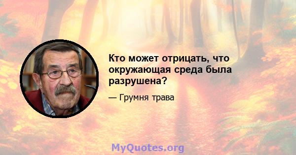 Кто может отрицать, что окружающая среда была разрушена?