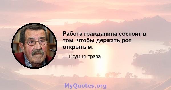 Работа гражданина состоит в том, чтобы держать рот открытым.