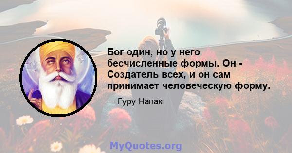 Бог один, но у него бесчисленные формы. Он - Создатель всех, и он сам принимает человеческую форму.