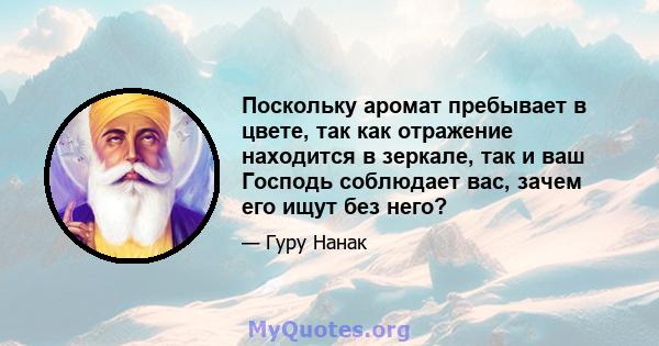 Поскольку аромат пребывает в цвете, так как отражение находится в зеркале, так и ваш Господь соблюдает вас, зачем его ищут без него?