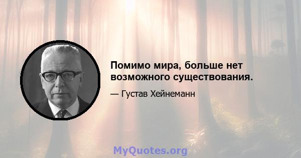 Помимо мира, больше нет возможного существования.