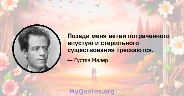 Позади меня ветви потраченного впустую и стерильного существования трескаются.