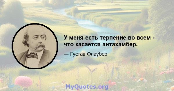 У меня есть терпение во всем - что касается антахамбер.