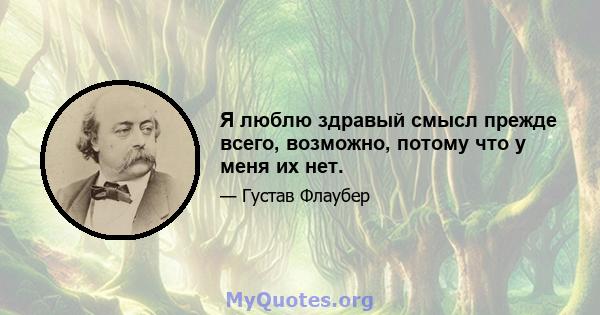 Я люблю здравый смысл прежде всего, возможно, потому что у меня их нет.