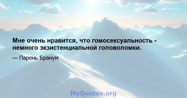 Мне очень нравится, что гомосексуальность - немного экзистенциальной головоломки.