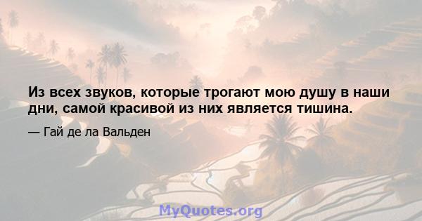 Из всех звуков, которые трогают мою душу в наши дни, самой красивой из них является тишина.