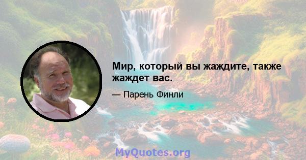 Мир, который вы жаждите, также жаждет вас.