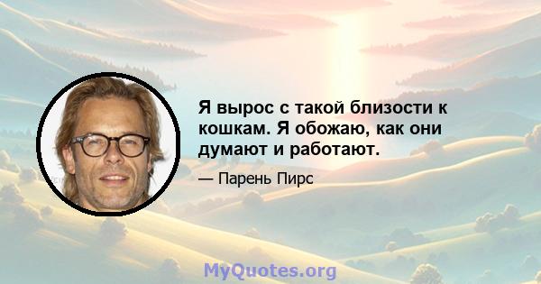 Я вырос с такой близости к кошкам. Я обожаю, как они думают и работают.