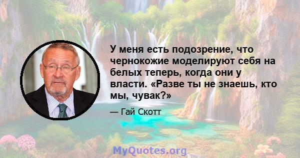 У меня есть подозрение, что чернокожие моделируют себя на белых теперь, когда они у власти. «Разве ты не знаешь, кто мы, чувак?»