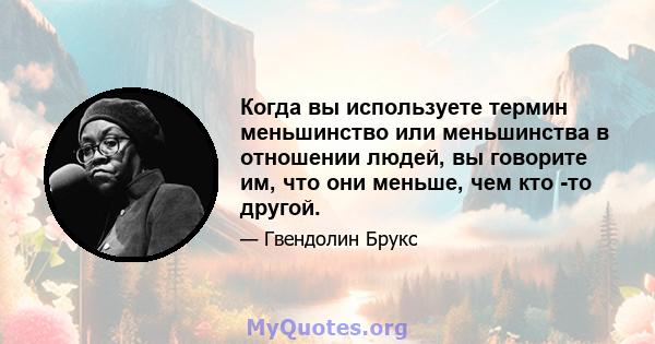 Когда вы используете термин меньшинство или меньшинства в отношении людей, вы говорите им, что они меньше, чем кто -то другой.