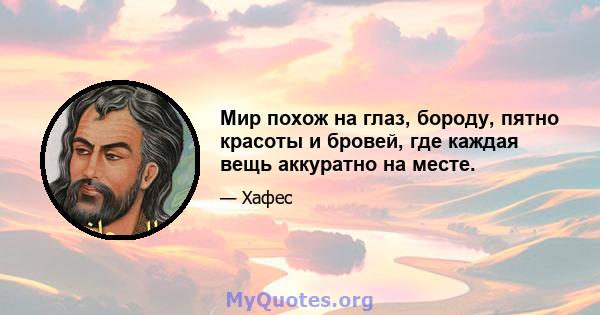 Мир похож на глаз, бороду, пятно красоты и бровей, где каждая вещь аккуратно на месте.