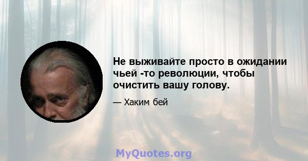 Не выживайте просто в ожидании чьей -то революции, чтобы очистить вашу голову.