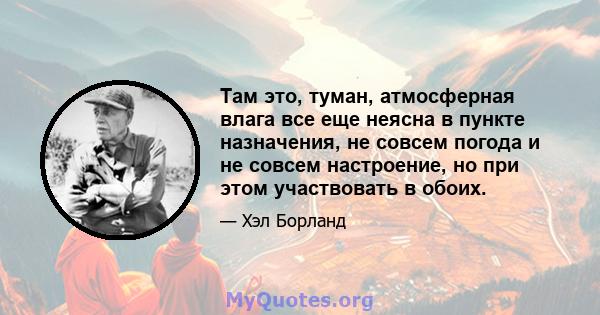 Там это, туман, атмосферная влага все еще неясна в пункте назначения, не совсем погода и не совсем настроение, но при этом участвовать в обоих.