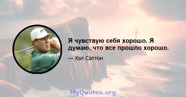 Я чувствую себя хорошо. Я думаю, что все прошло хорошо.