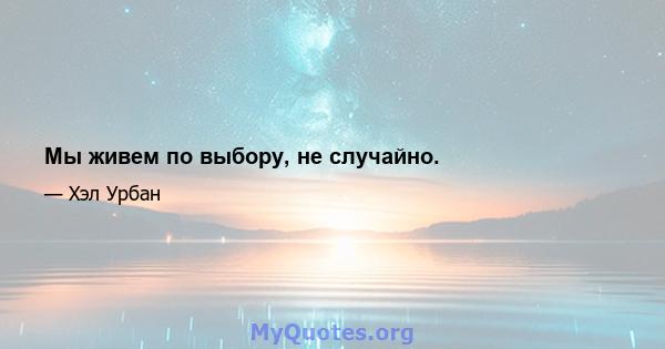 Мы живем по выбору, не случайно.