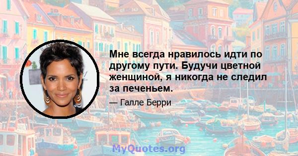 Мне всегда нравилось идти по другому пути. Будучи цветной женщиной, я никогда не следил за печеньем.