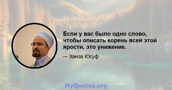 Если у вас было одно слово, чтобы описать корень всей этой ярости, это унижение.