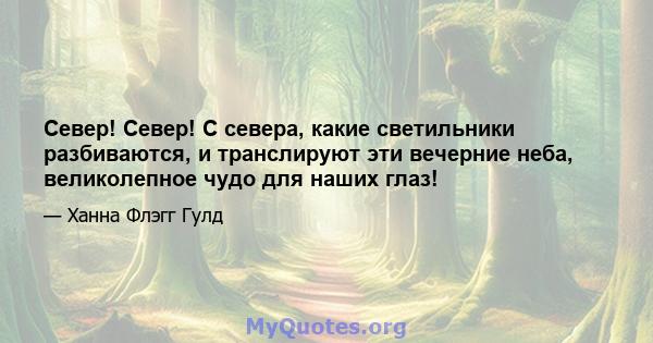 Север! Север! С севера, какие светильники разбиваются, и транслируют эти вечерние неба, великолепное чудо для наших глаз!