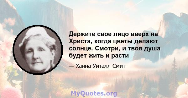 Держите свое лицо вверх на Христа, когда цветы делают солнце. Смотри, и твоя душа будет жить и расти