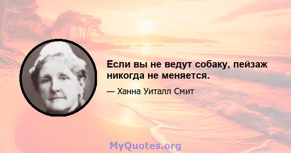 Если вы не ведут собаку, пейзаж никогда не меняется.