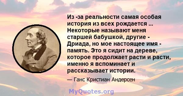 Из -за реальности самая особая история из всех рождается ... Некоторые называют меня старшей бабушкой, другие - Дриада, но мое настоящее имя - память. Это я сидит на дереве, которое продолжает расти и расти, именно я