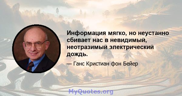 Информация мягко, но неустанно сбивает нас в невидимый, неотразимый электрический дождь.