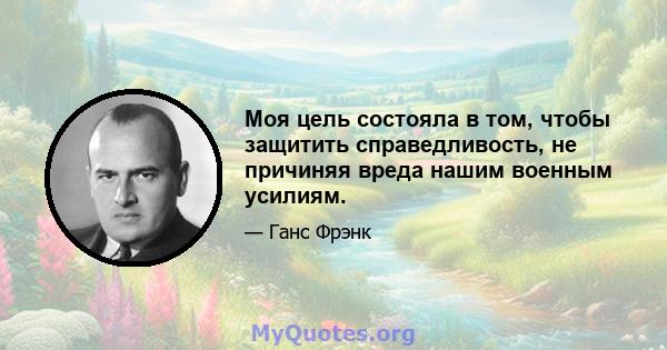 Моя цель состояла в том, чтобы защитить справедливость, не причиняя вреда нашим военным усилиям.