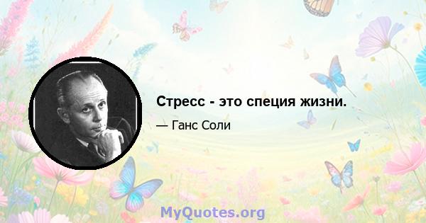 Стресс - это специя жизни.