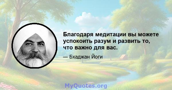 Благодаря медитации вы можете успокоить разум и развить то, что важно для вас.