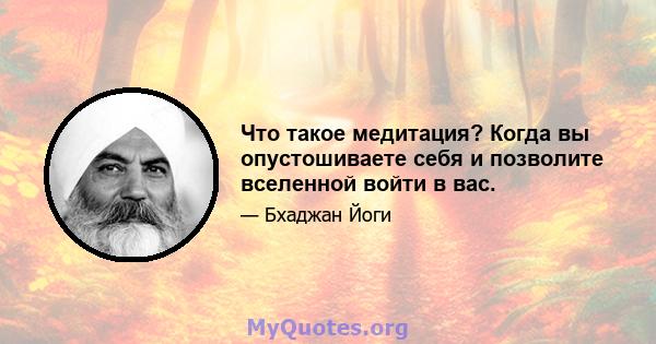 Что такое медитация? Когда вы опустошиваете себя и позволите вселенной войти в вас.