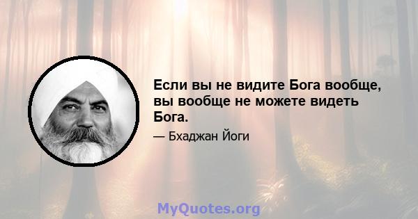 Если вы не видите Бога вообще, вы вообще не можете видеть Бога.